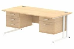 All Maple C-Leg Rectangular Desk 2+3 Drawers