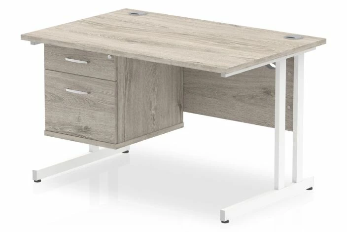 Vitali C-Leg Rectangular Desk 2 Drawers (White Legs) - Image 2