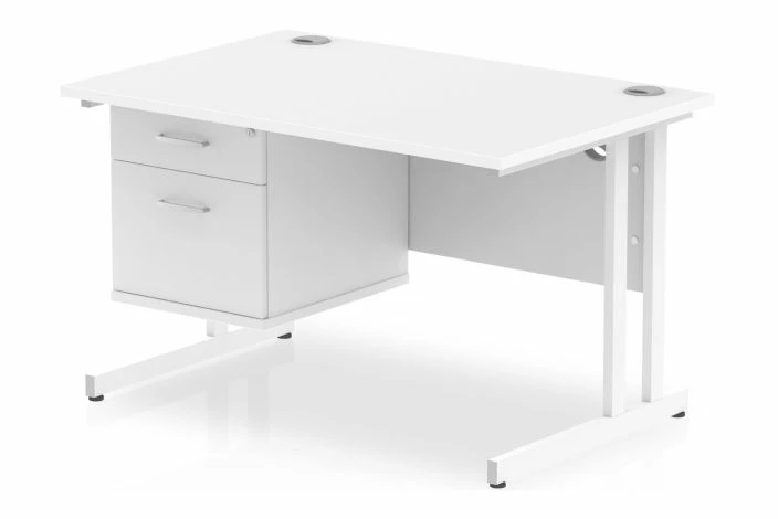 Vitali C-Leg Rectangular Desk 2 Drawers (White Legs) - Image 3