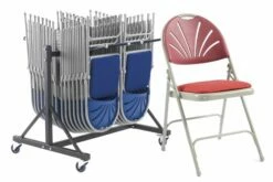 Fan Back Steel Upholstered Seat Folding Chair Bundle Deal (36 Chairs & 1 Trolley)