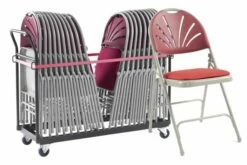 Fan Back Steel Upholstered Seat Folding Chair Bundle Deal (20 Chairs & 1 Trolley)