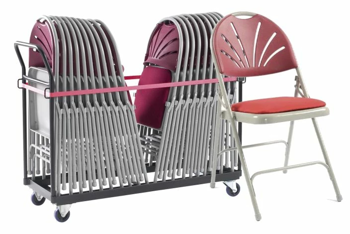 Fan Back Steel Upholstered Seat Folding Chair Bundle Deal (20 Chairs & 1 Trolley)
