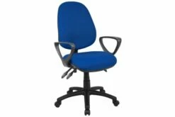 Full Lumbar 3 Lever High Back Fabric Operator Chair With Fixed Arms