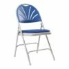 Pack Of 4 Fan Back Steel Folding Chairs With Upholstered Seat