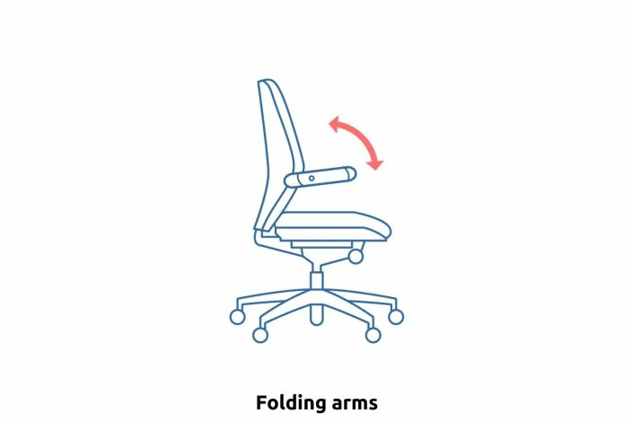 Isla High Back Fabric Operator Chair Folding Arms (Blue) - Image 6