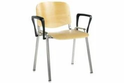 Pack Of 4 Wooden Stacking Conference Chairs With Arms