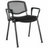 Pack Of 4 Mesh Back Stacking Conference Chairs With Arms