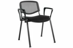 Pack Of 4 Mesh Back Stacking Conference Chairs With Arms