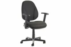 All Black 1 Lever High Back Fabric Operator Chair With Adjustable Arms
