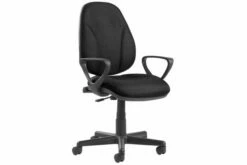 All Black 1 Lever High Back Fabric Operator Chair With Fixed Arms