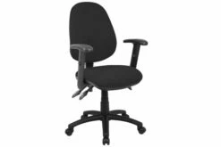 All Black 3 Lever High Back Fabric Operator Chair With Adjustable Arms