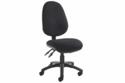 All Black 3 Lever High Back Fabric Operator Chair No Arms