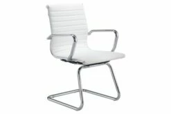 Argens Medium Back Chrome Framed Cantilever Armchair (White)