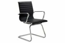 Argens Medium Back Chrome Framed Cantilever Armchair (Black)