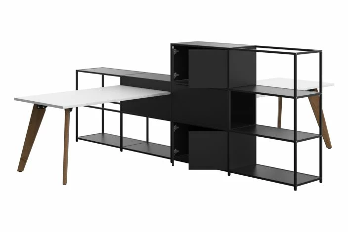 Gemini Twin Bench Desks With Storage (Oak Legs) - Image 2
