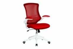 Moon High Mesh Back Operator Chair With White Base (Red)
