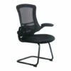 Moon Mesh Back Cantilever Chair With Black Frame (Black)
