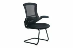 Moon Mesh Back Cantilever Chair With Black Frame (Black)