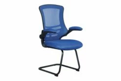 Moon Mesh Back Cantilever Chair With Black Frame (Blue)