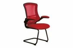 Moon Mesh Back Cantilever Chair With Black Frame (Red)