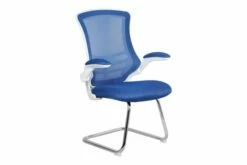 Moon Mesh Back Cantilever Chair With Chrome Frame (Blue)
