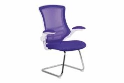 Moon Mesh Back Cantilever Chair With Chrome Frame (Purple)