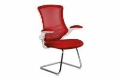 Moon Mesh Back Cantilever Chair With Chrome Frame (Red)