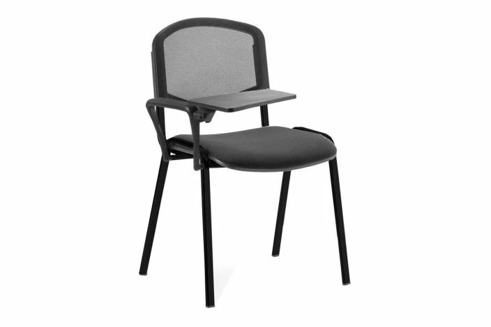 Pack Of 4 Summit Black Frame Mesh ISO Conference Chairs With Writing Tablet