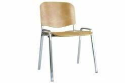 Pack Of 4 Summit Beech ISO Stacking Conference Chairs With Chrome Frame