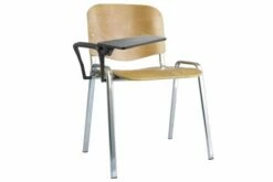 Pack Of 4 Summit Chrome Frame Beech ISO Conference Chairs With Writing Tablet