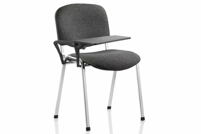 Pack Of 4 Summit Chrome Frame Fabric ISO Conference Chairs With Writing Tablet