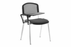 Pack Of 4 Summit Chrome Frame Mesh ISO Conference Chairs With Writing Tablet