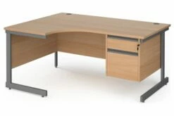 Value Line Classic+ C-Leg Left Ergo Desk 2 Drawers (Graphite Leg)