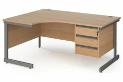 Value Line Classic+ C-Leg Left Ergo Desk 3 Drawers (Graphite Leg)