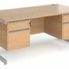 Value Line Classic+ Rectangular C-Leg Desk 2+2 Drawers (Silver Leg)