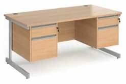 Value Line Classic+ Rectangular C-Leg Desk 2+2 Drawers (Silver Leg)