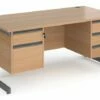 Value Line Classic+ Rectangular C-Leg Desk 2+3 Drawers (Graphite Leg)