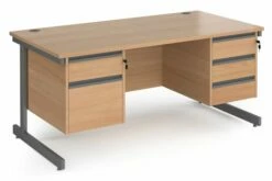 Value Line Classic+ Rectangular C-Leg Desk 2+3 Drawers (Graphite Leg)