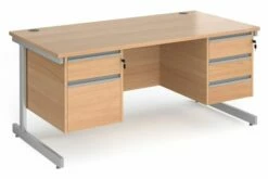 Value Line Classic+ Rectangular C-Leg Desk 2+3 Drawers (Silver Leg)