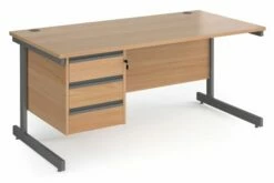 Value Line Classic+ Rectangular C-Leg Desk 3 Drawers (Graphite Leg)