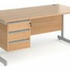 Value Line Classic+ Rectangular C-Leg Desk 3 Drawers (Silver Leg)