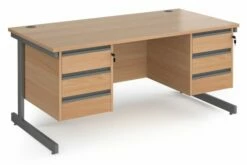 Value Line Classic+ Rectangular C-Leg Desk 3+3 Drawers (Graphite Leg)