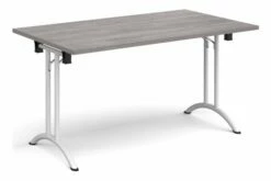 All Grey Oak Rectangular Folding Table With Curved Feet