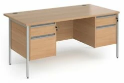 Value Line Classic+ Rectangular H-Leg Desk 2+2 Drawers (Silver Leg)