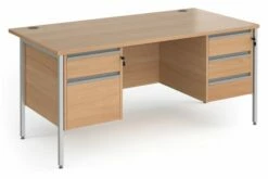 Value Line Classic+ Rectangular H-Leg Desk 2+3 Drawers (Silver Leg)