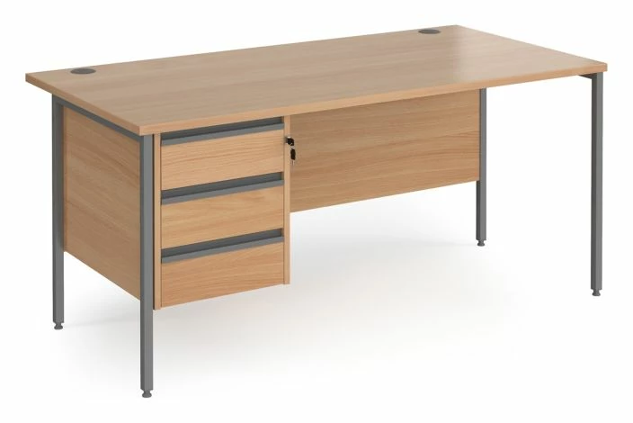 Value Line Classic+ Rectangular H-Leg Desk 3 Drawers (Graphite Leg)