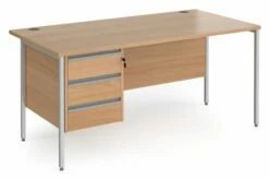 Value Line Classic+ Rectangular H-Leg Desk 3 Drawers (Silver Leg)