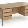 Value Line Classic+ Rectangular H-Leg Desk 3+3 Drawers (Graphite Leg)