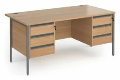 Value Line Classic+ Rectangular H-Leg Desk 3+3 Drawers (Graphite Leg)