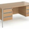 Value Line Classic+ Rectangular H-Leg Desk 3+3 Drawers (Silver Leg)